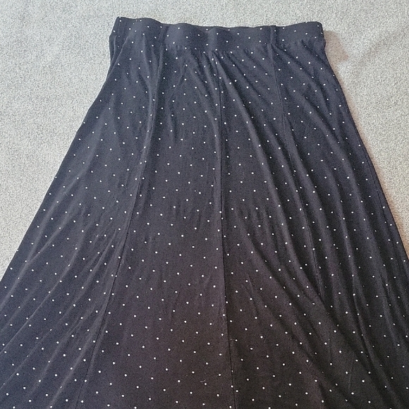 Torrid Black Maxi Skirt Modest Polka Dot White Size 0 - Picture 6 of 11